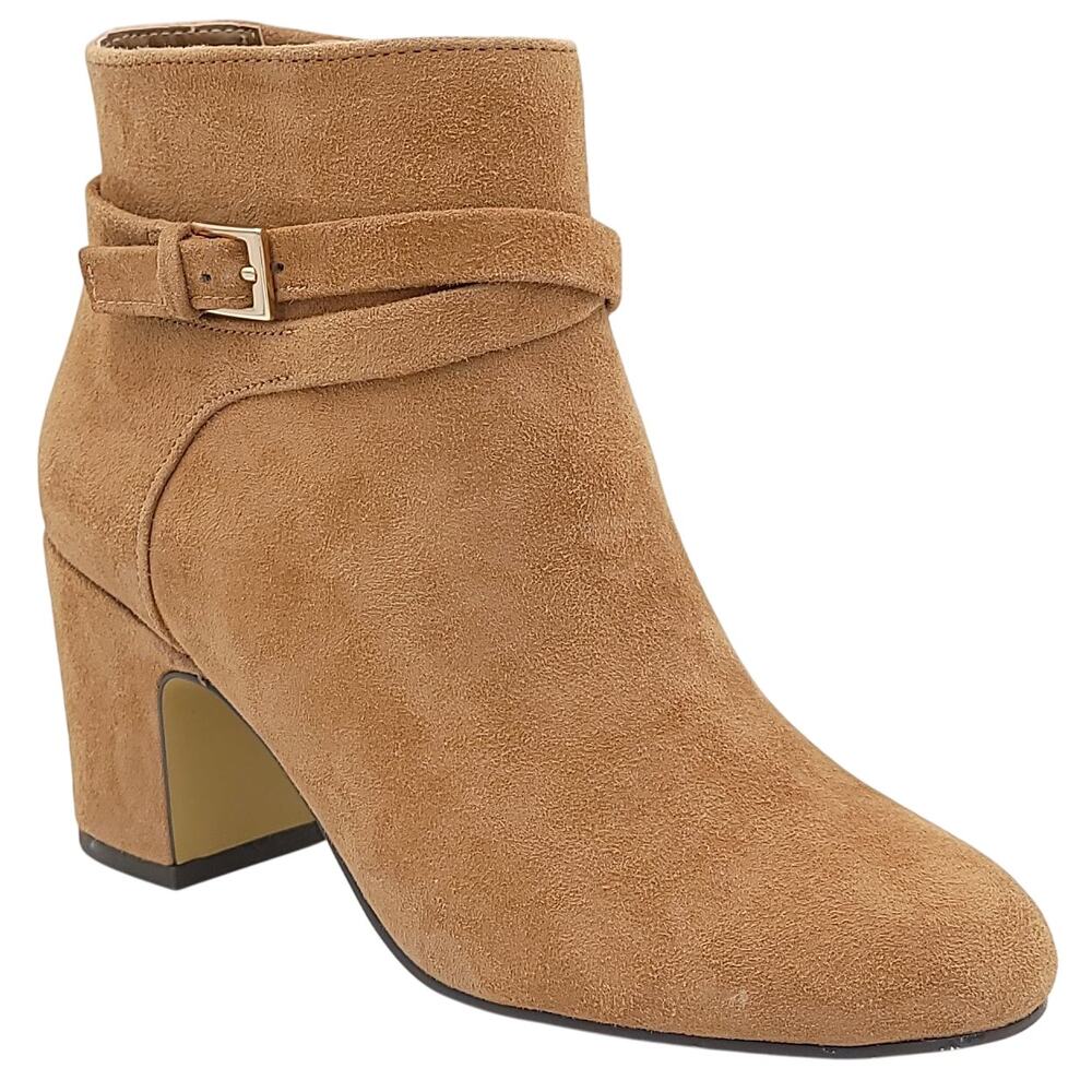 Bella Vita Women Arlette Block Heel Ankle Booties Size US 5.5M Cognac Suede